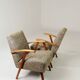 Vintage Lounge Chair Green Pattern Upholstery Refurbished, 1970s.