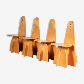 4 chaises pour enfants des années 1970