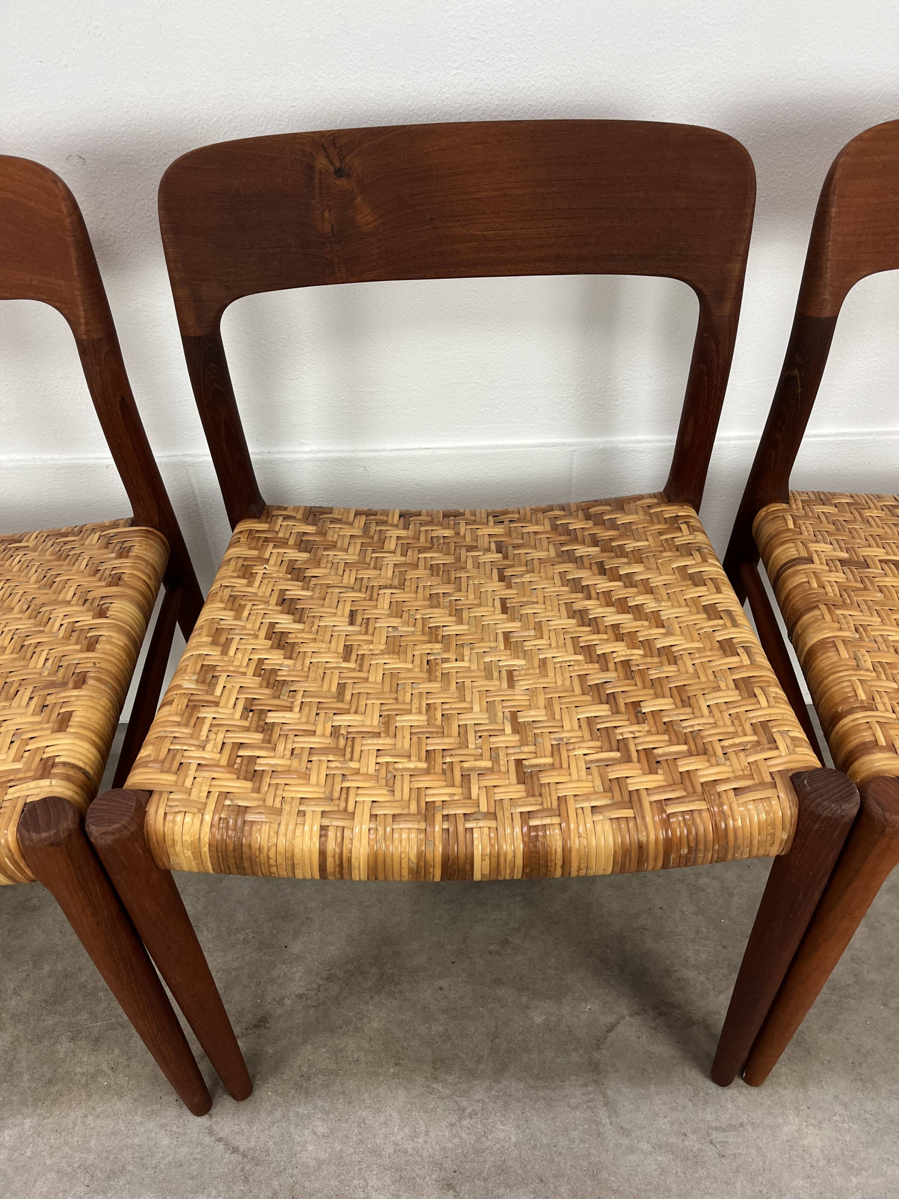 4 chairs 75 by Niels Otto Moller, Scandinavian design, teak