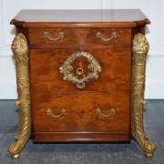 Empire Style Nightstands in Golden Walnut Burl, Set of 2