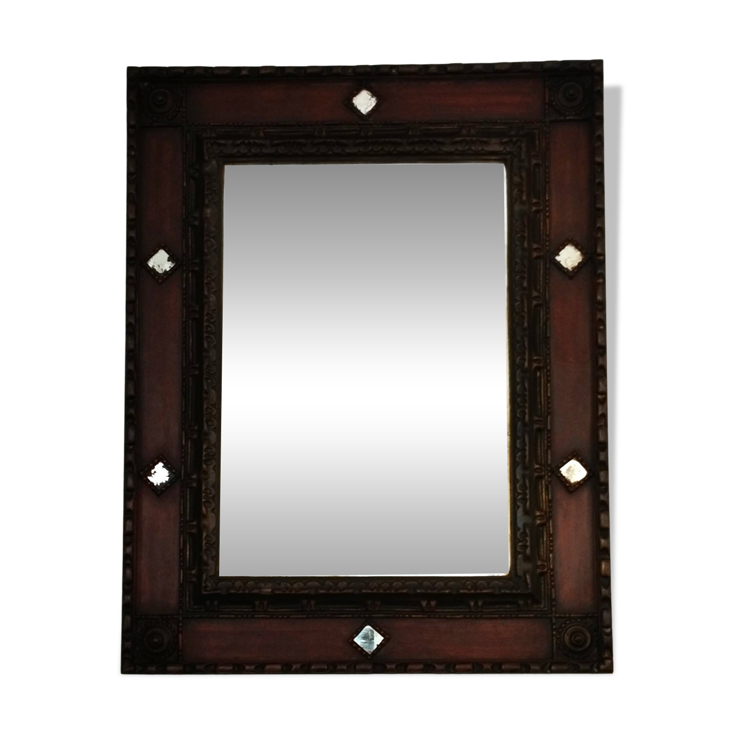 Miroir Palladio Italie 1968, verre vieilli, cadre décoratif sculptural
