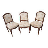 Set of 3 Louis XV style armchairs in carved wood – traditional upholstery