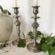 Pair of old silver-plated candlesticks
