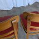 Vintage Wooden Dining Chair: Red Leather Seat, Mid-Century Modern