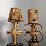 Pair of Italian rattan lamps