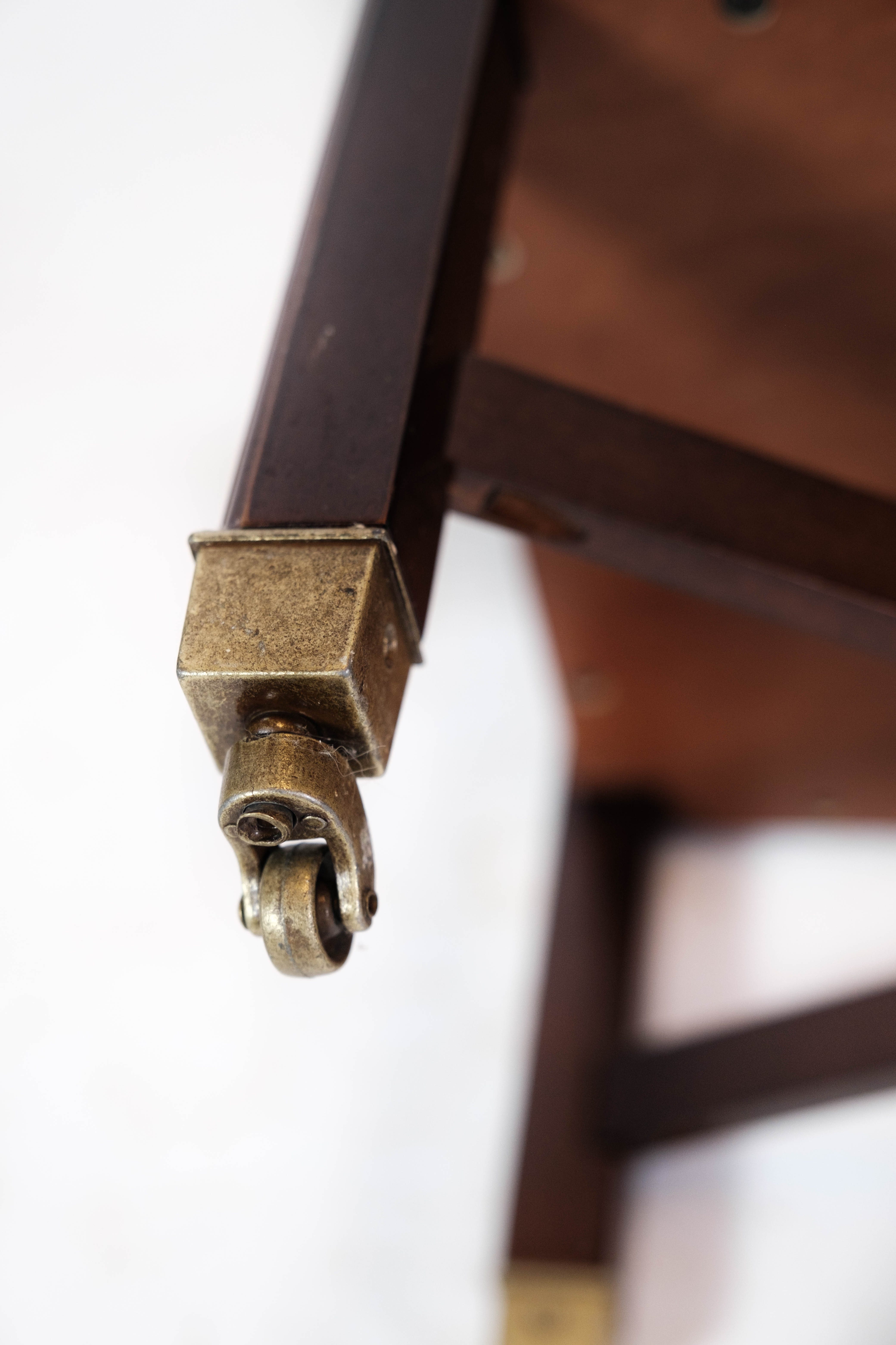 Newspaper holder of mahogany decorated with brass of Danish design, 1960s