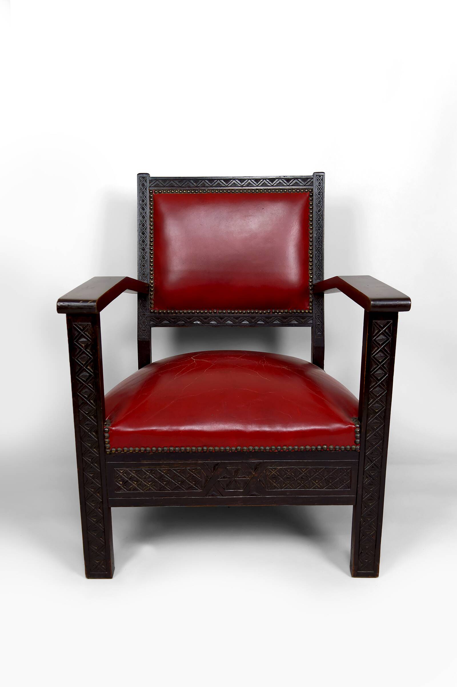 Paire de Fauteuils Art Deco Colonial en Bois Sculpté, Algérie, 1930