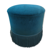 fringed velvet pouf blue duck