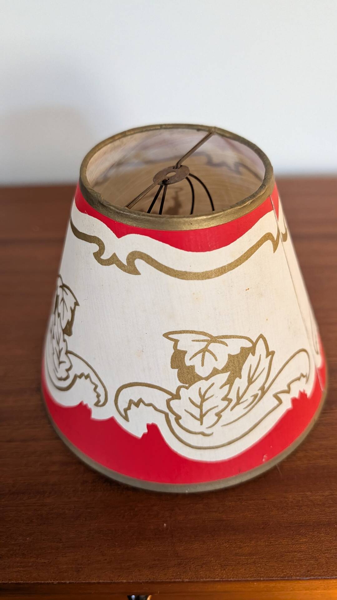 Red and gold conical lampshade