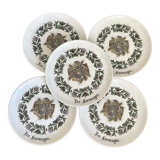 Set of 5 vintage Gien cheese plates