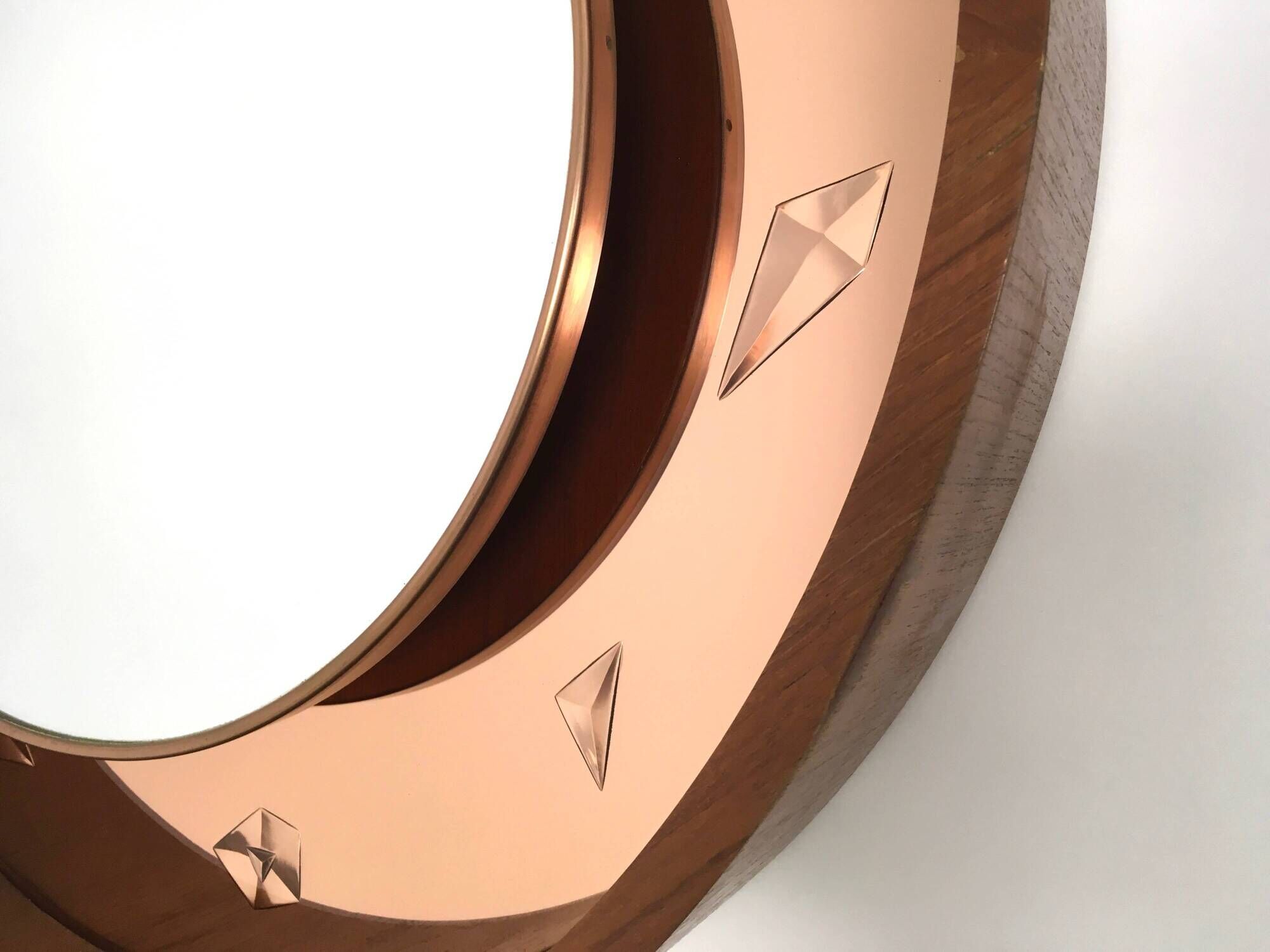 Illuminated Wall Mirror with wooden frame, Italy