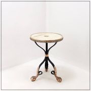 Tripod gueridon in wrought iron with brass decorations and alabaster top - 1950s