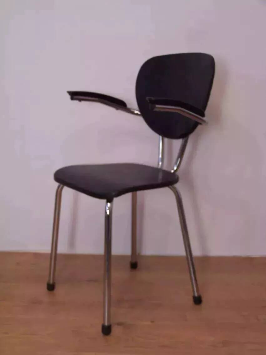 Tubax chair from the 50s, chrome and black imitation leather