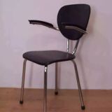 Tubax chair from the 50s, chrome and black imitation leather