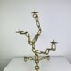 Brutalist candle holder, wrought iron, chain links, gold patina.