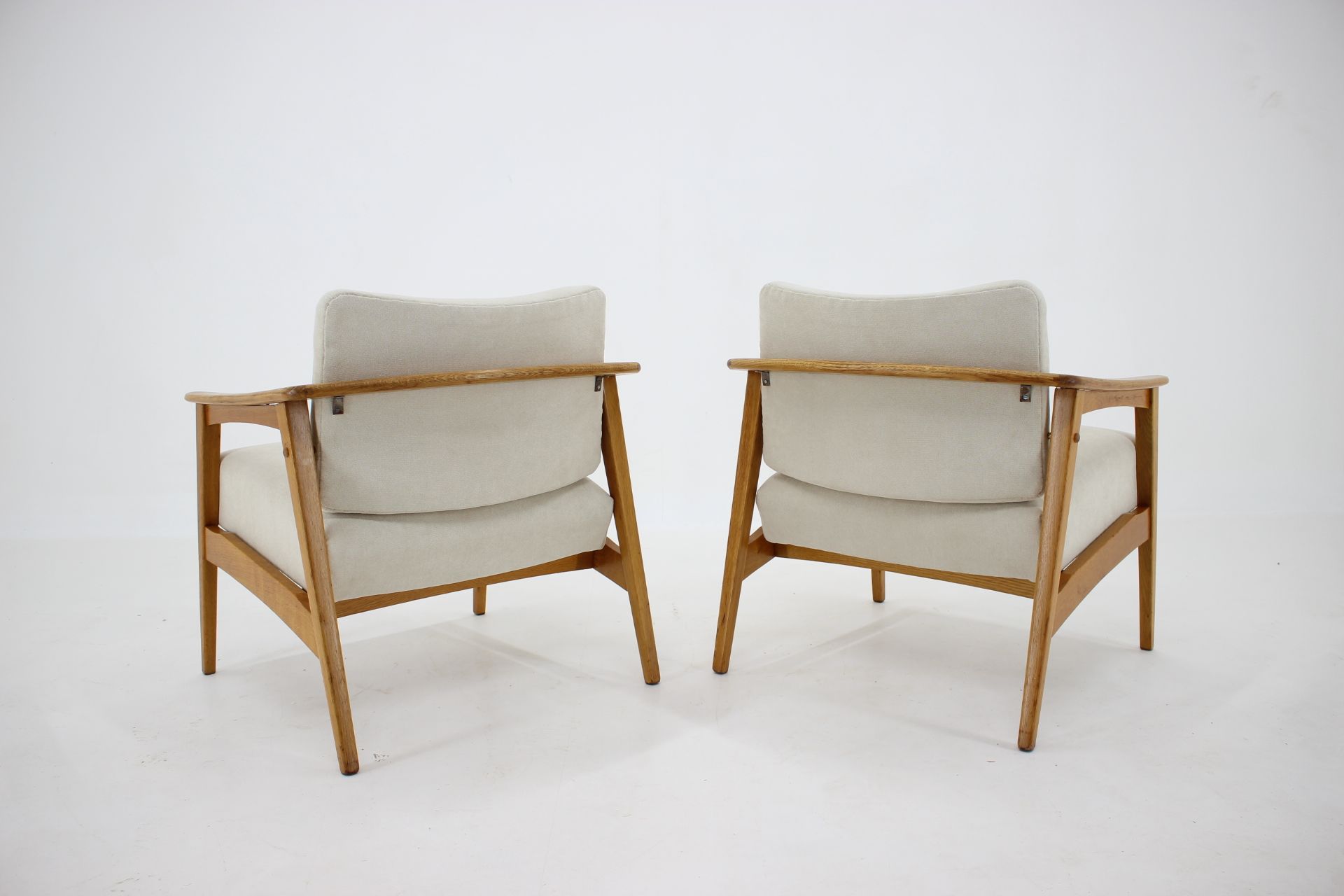 1960s Pair of Oak Armchairs, Czechoslovakia