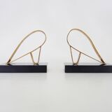 Pair of Modernist Art Deco Gold Starry Bookends on Marble Base