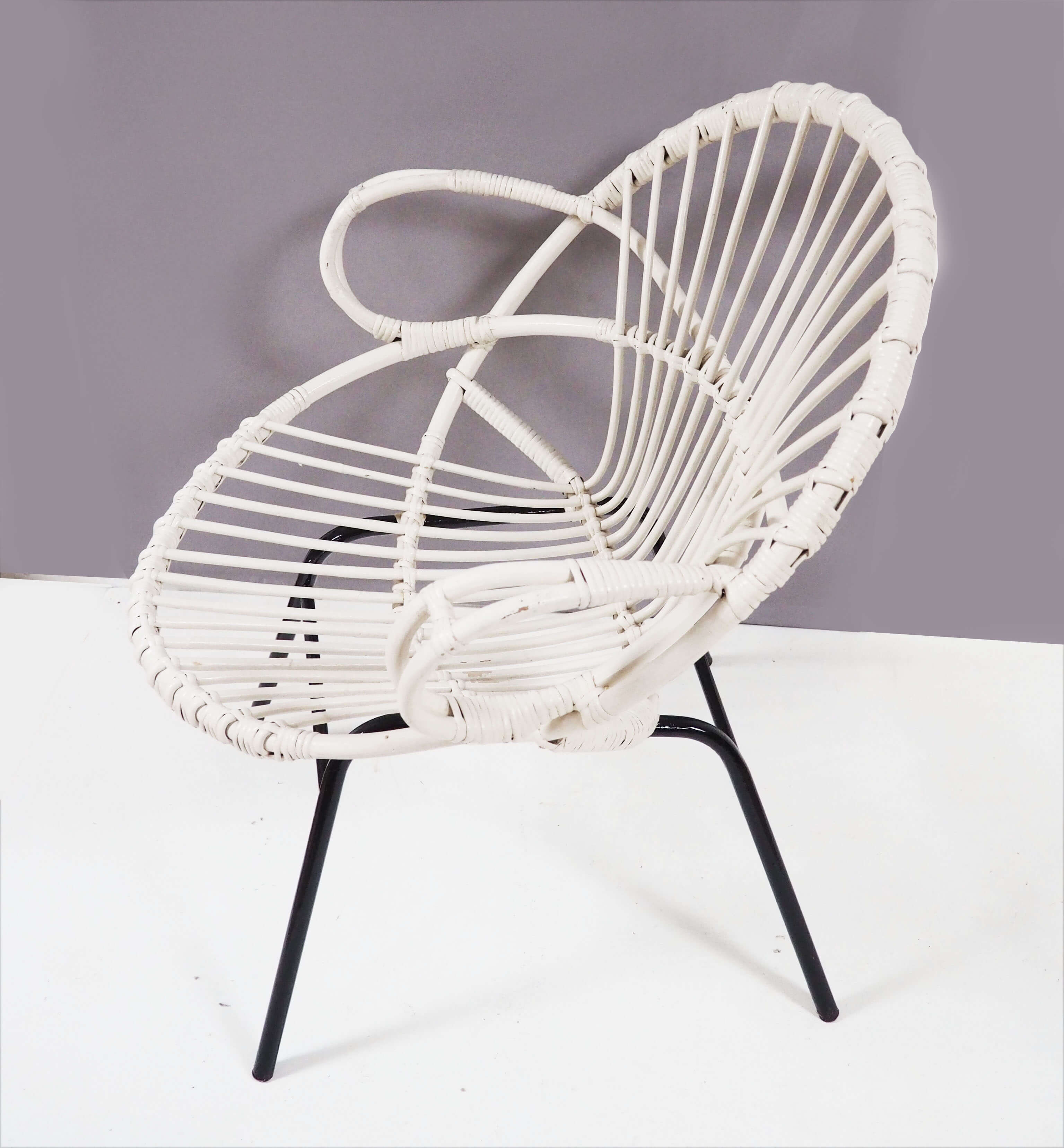 Fauteuil rotin blanc