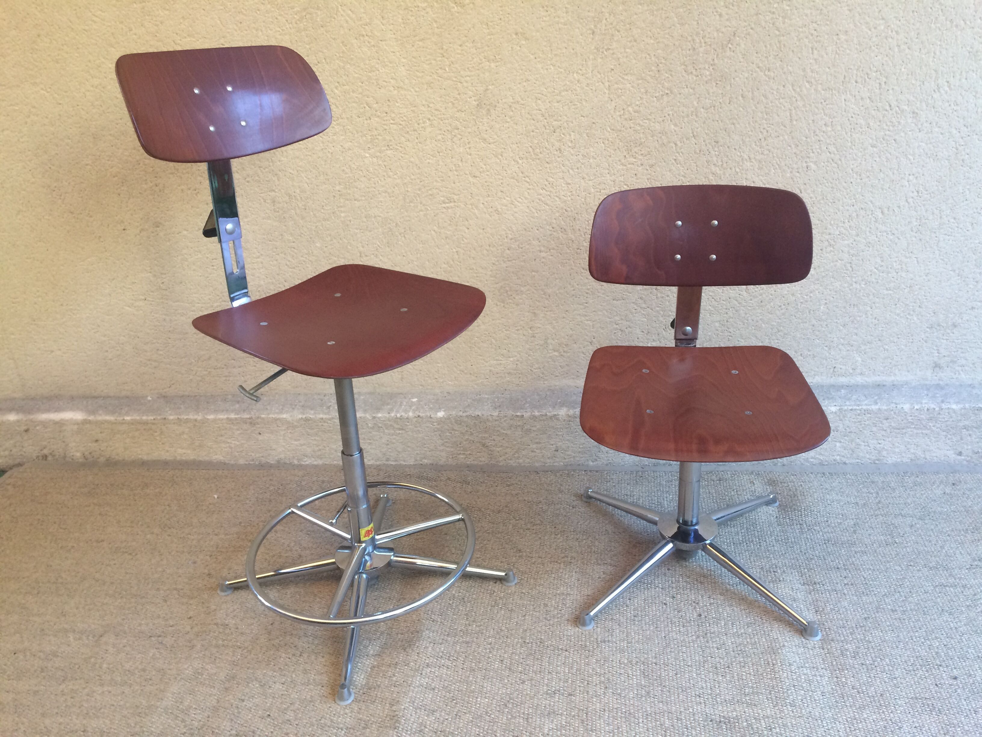 Chaise de bureau  bao pagholz vintage 60 pivotante & télescopique tbe