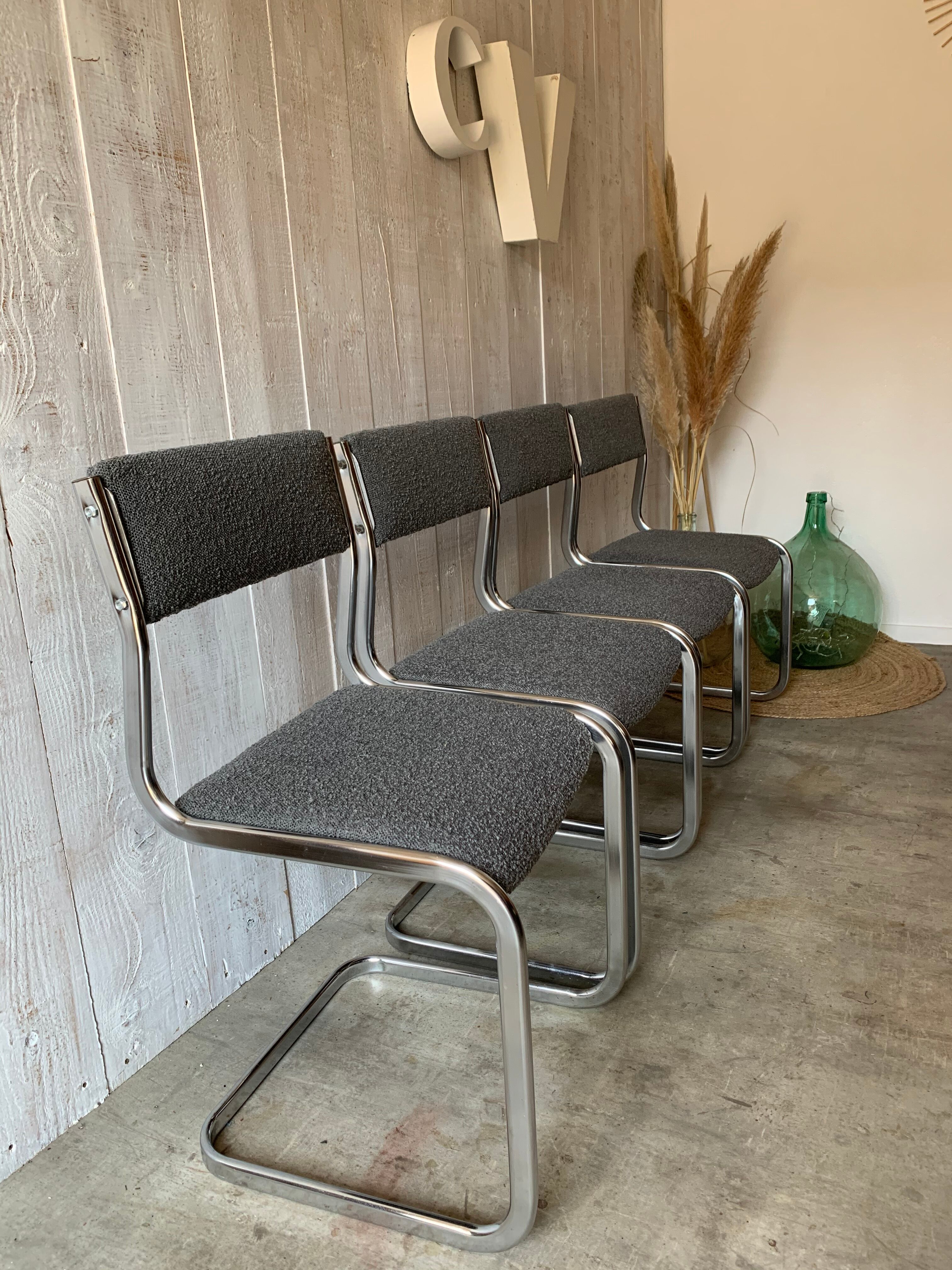 Series of 4 chrome chairs