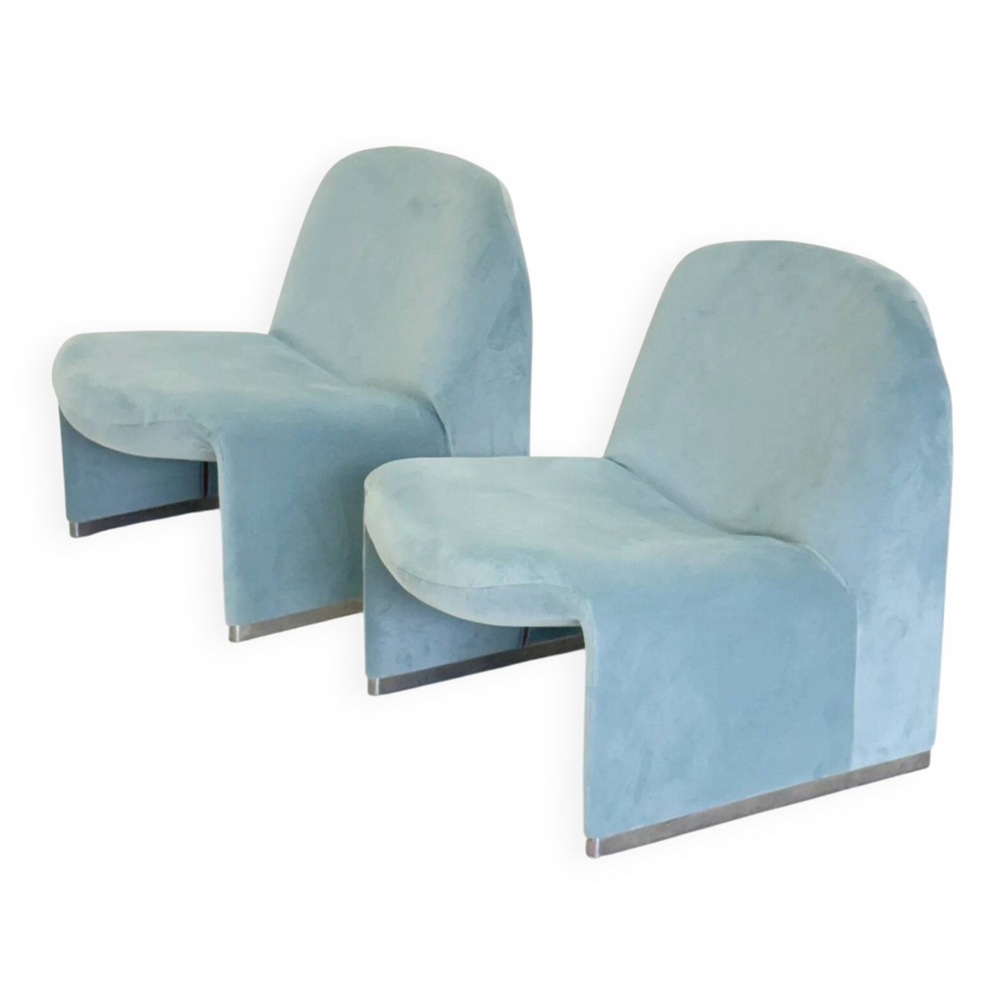 Anonima Castelli Alky armchair in baby blue velvet