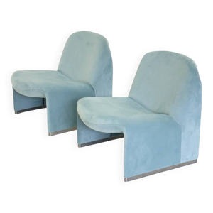 Fauteuil Alky en velours - bleu