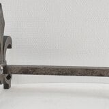 Pair of vintage steel fleur-de-lys andirons