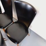 Set of 6 vintage Baumann Essor chairs in beech wood and skai