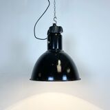 Industrial black enamel pendant light, 1930s
