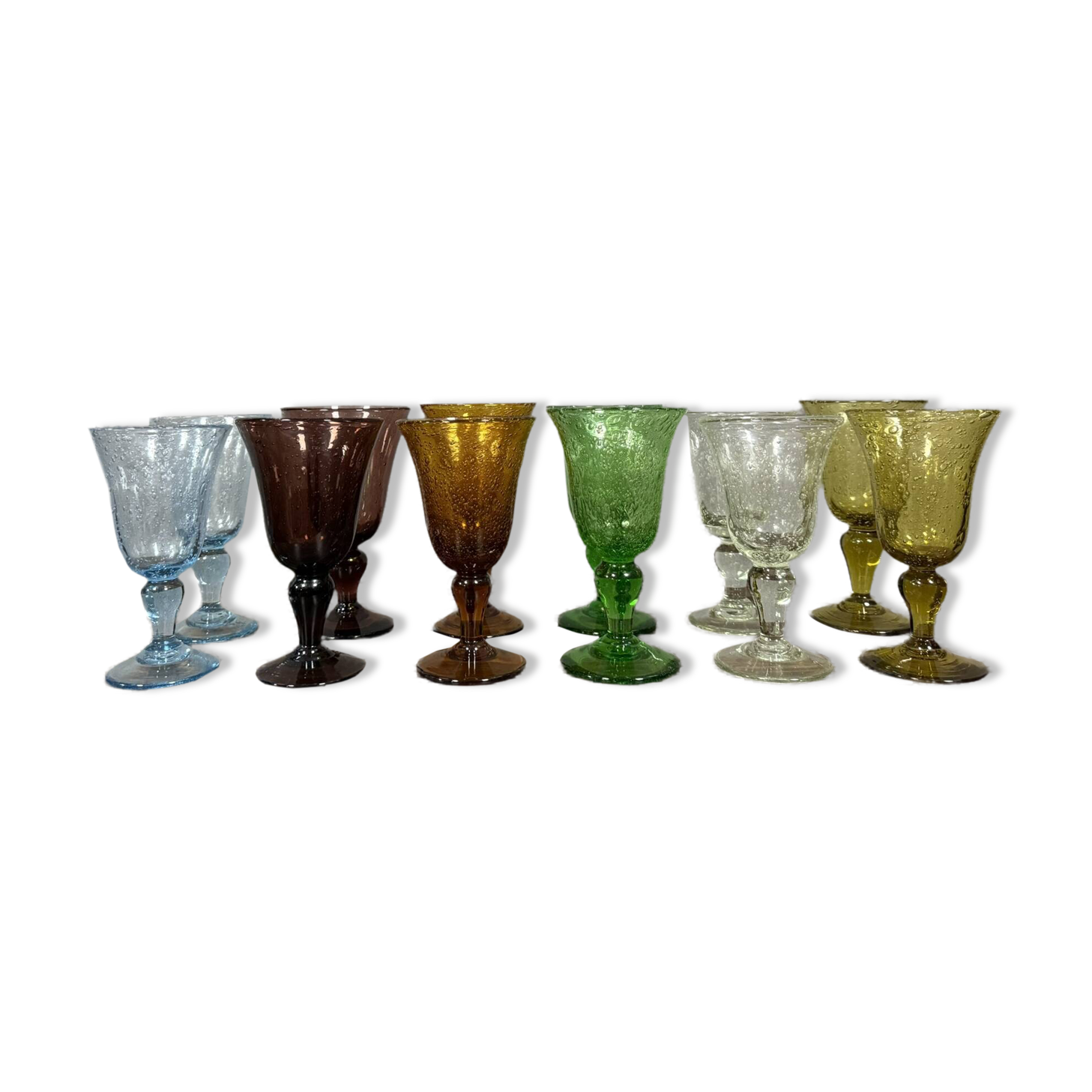Biot: magnificent series of 12 bubble glasses in 6 different colors