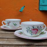 Lunéville earthenware cups and saucers