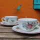 Lunéville earthenware cups and saucers
