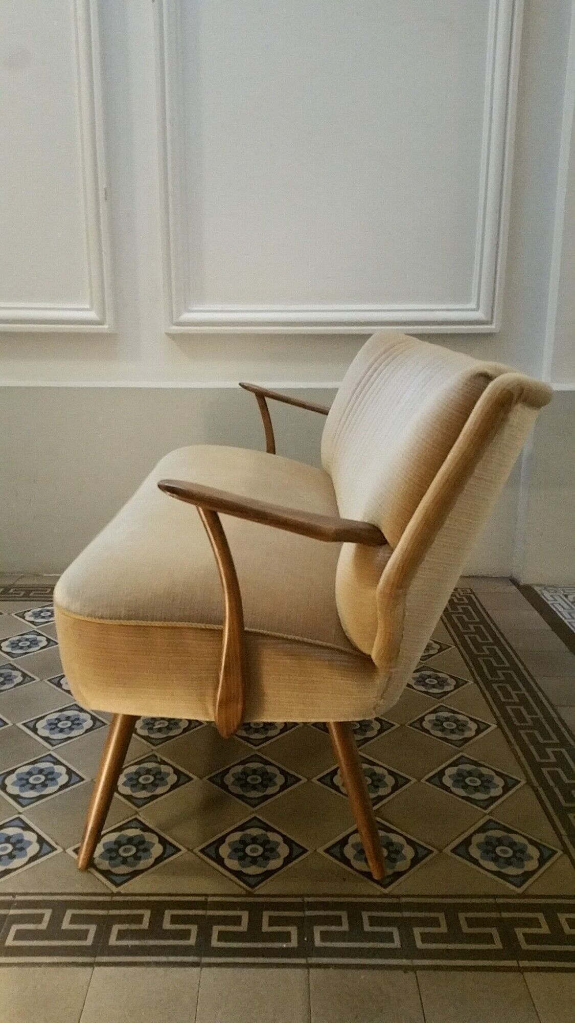 Set of 3 chairs 50s 60s cocktails champagne beige