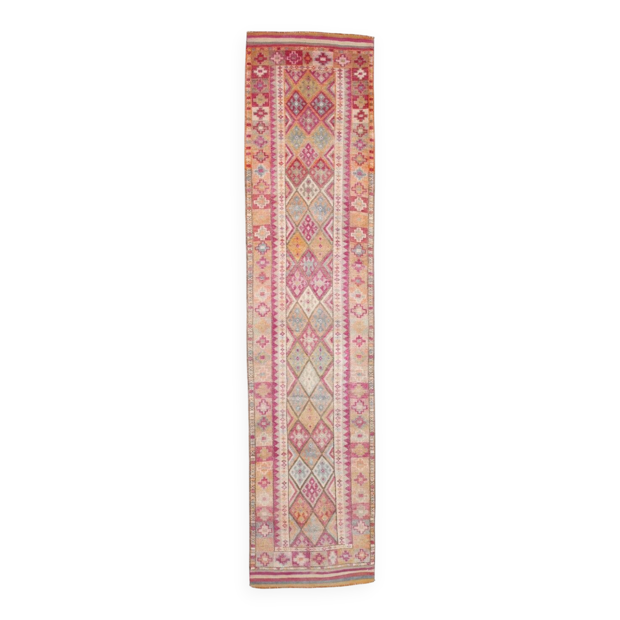 3x13 Pink Hallway Turkish Runner Rug,94x409Cm