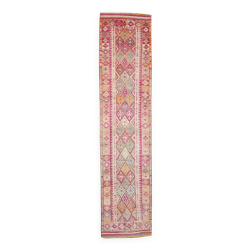 3x13 Pink Hallway Turkish Runner Rug,94x409Cm