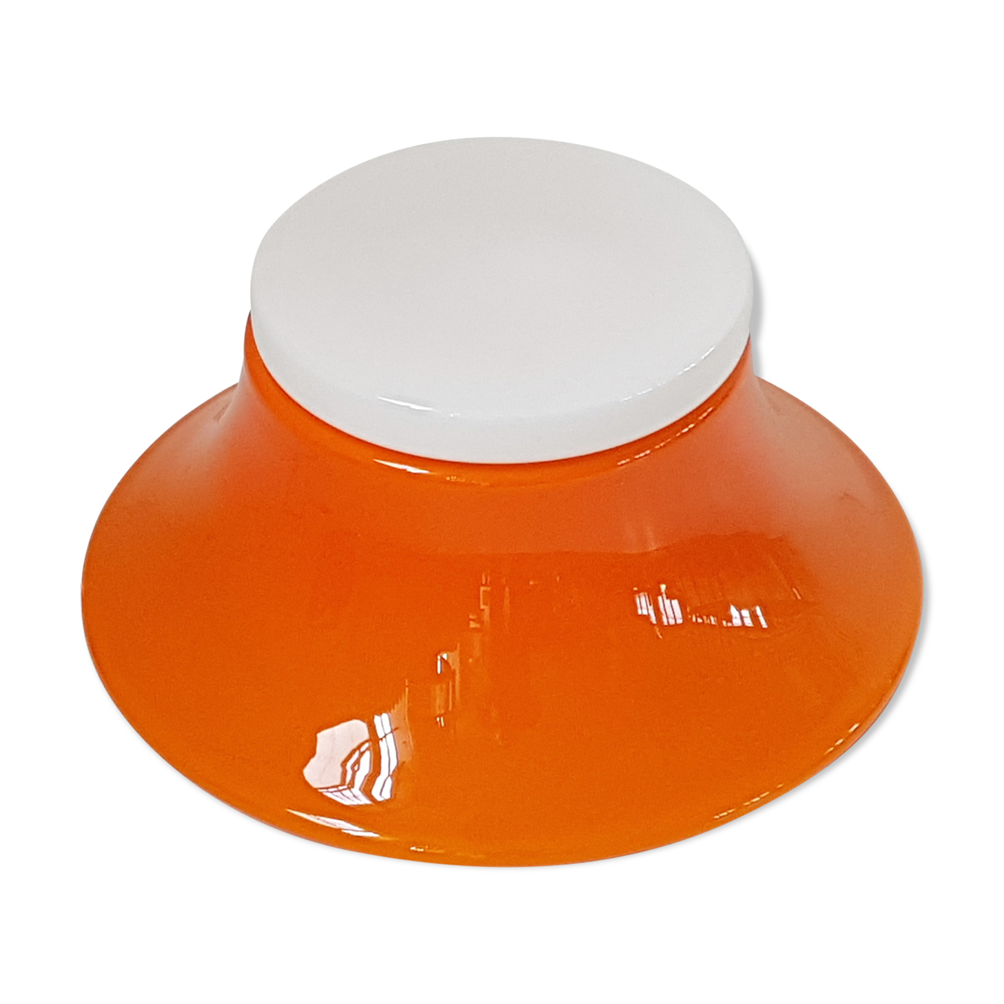 1970 vintage opalescent white & orange glass table lamp