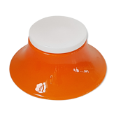Lampe de table en verre opaline blanc & orange 1970 vintage