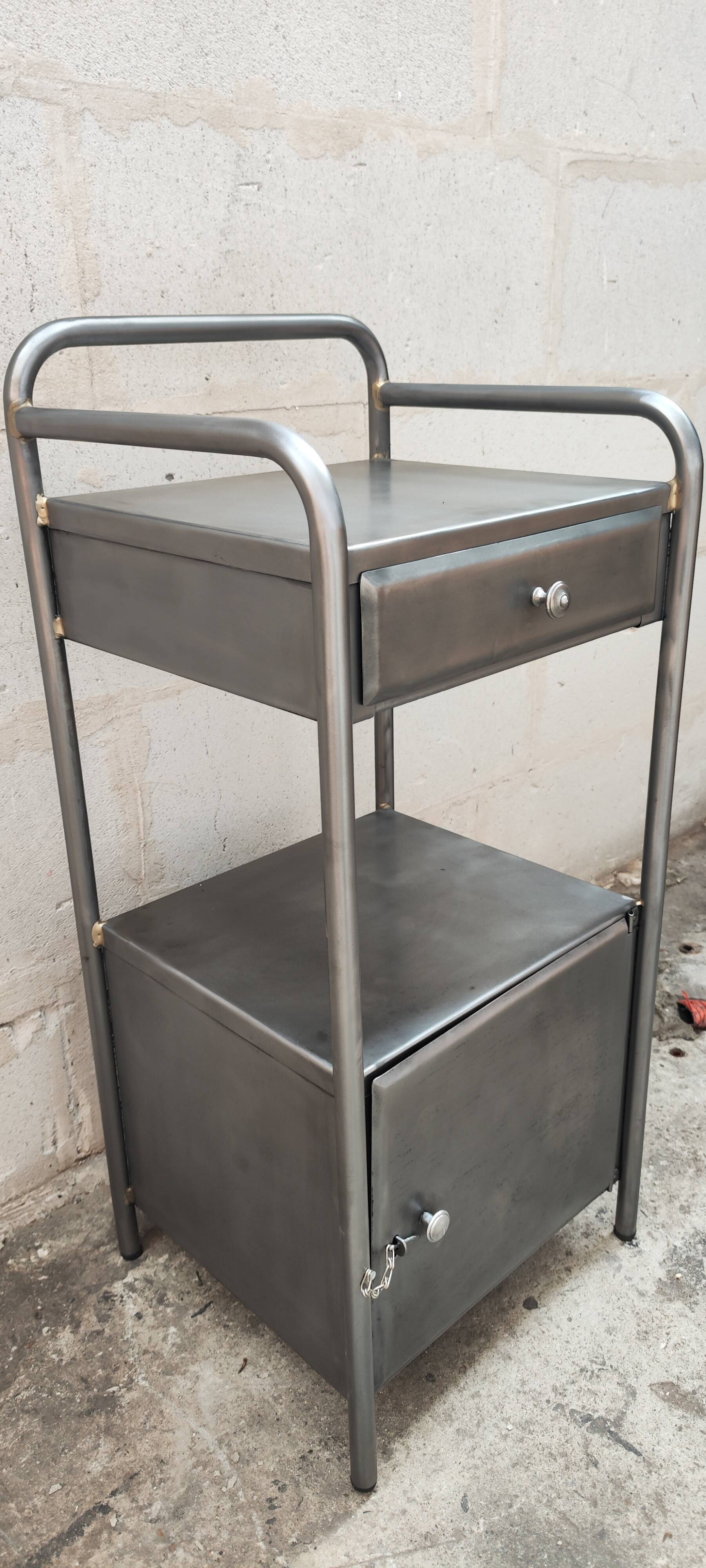 old metal medical bedside table circa 1930/40