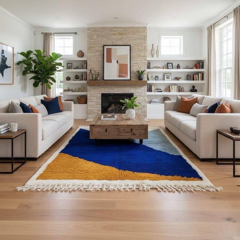 Authentic handmade Moroccan pure wool rug 1.4/2.6 m