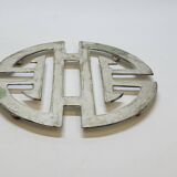 Old silver metal trivet chinese symbol longevity