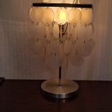 Aluminum table lamp and vintage mother-of-pearl tablets