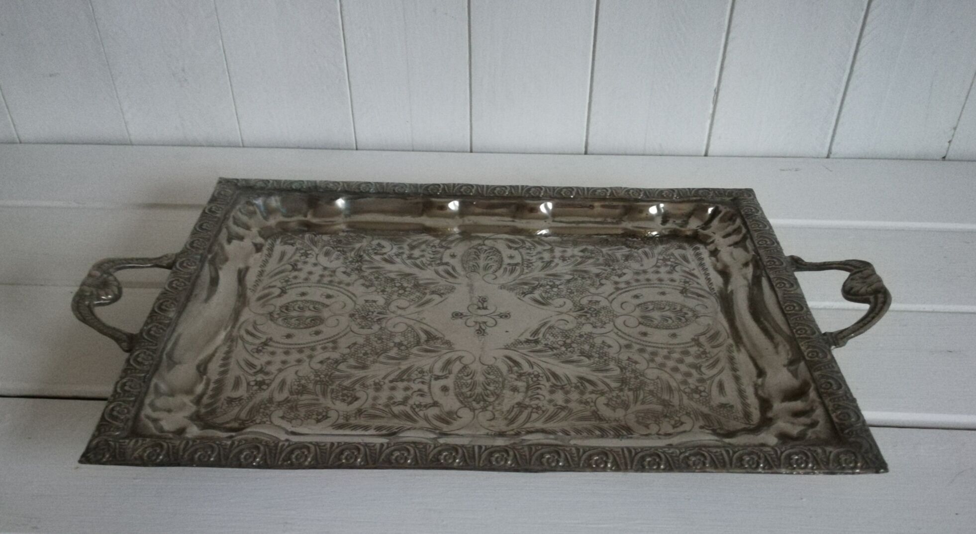 Silver metal tray