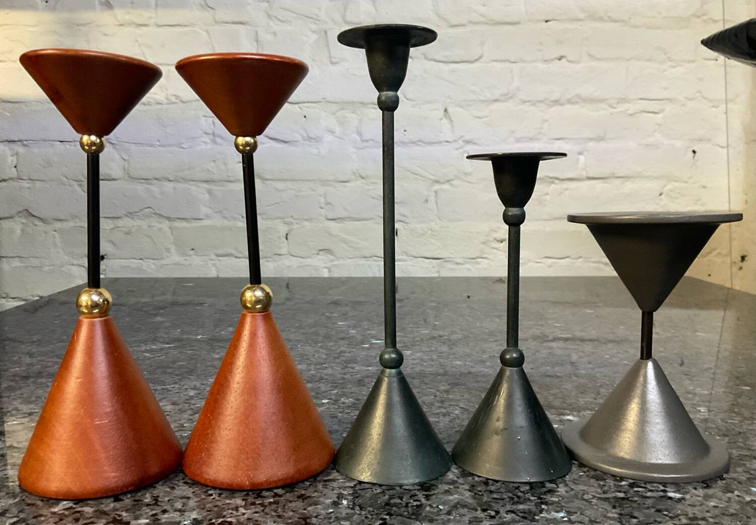 Set of 5 vintage diabolo candle holders
