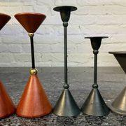 Série de 5 bougeoirs diabolo vintage