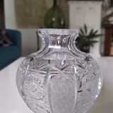 Carved crystal ball vase