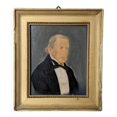 Oil on panel, old portrait, gilded wooden frame, country decoration