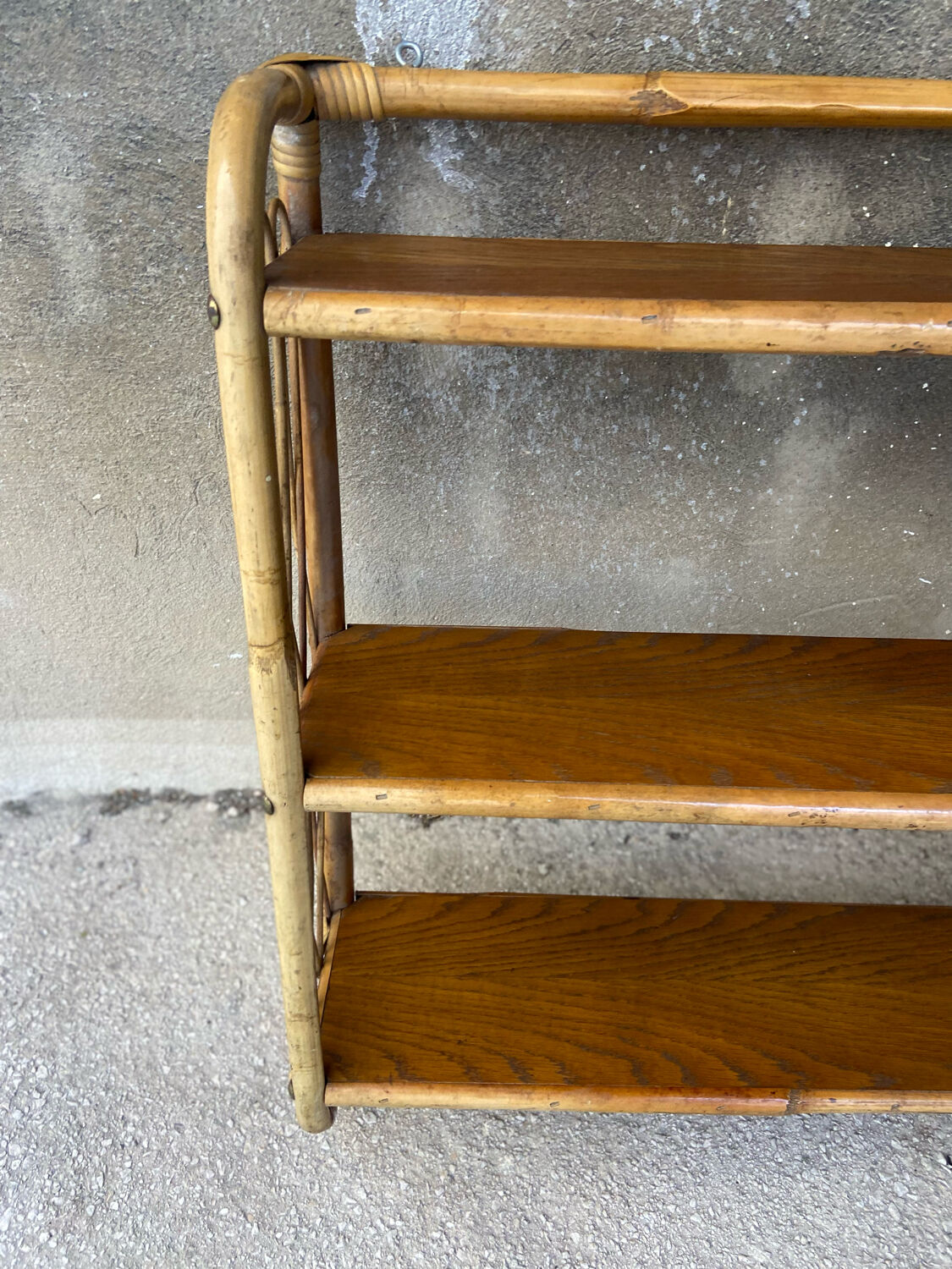 Vintage wall rattan shelf