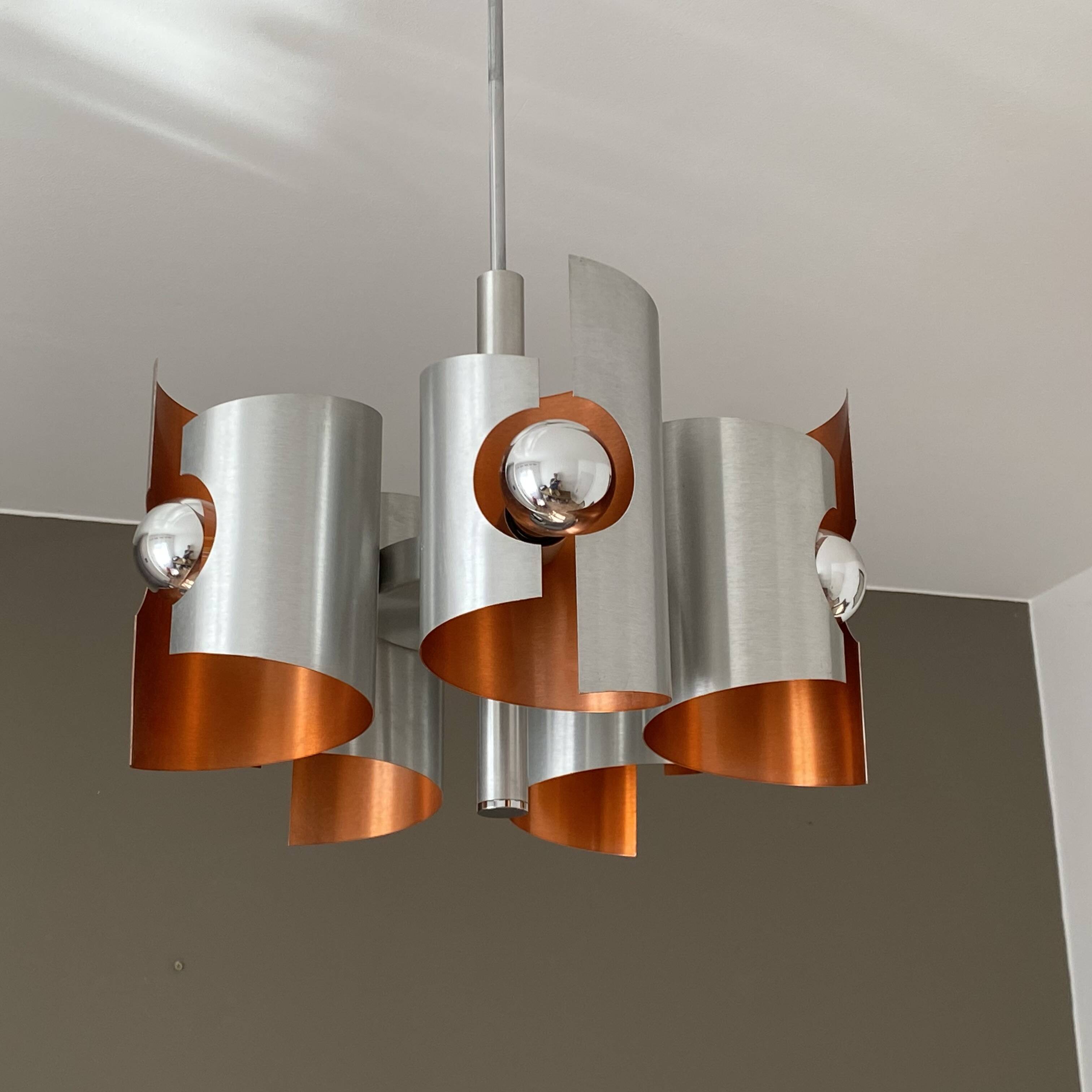 Lustre Polam Bielsko. 1970. Space age. Inox Brossé.