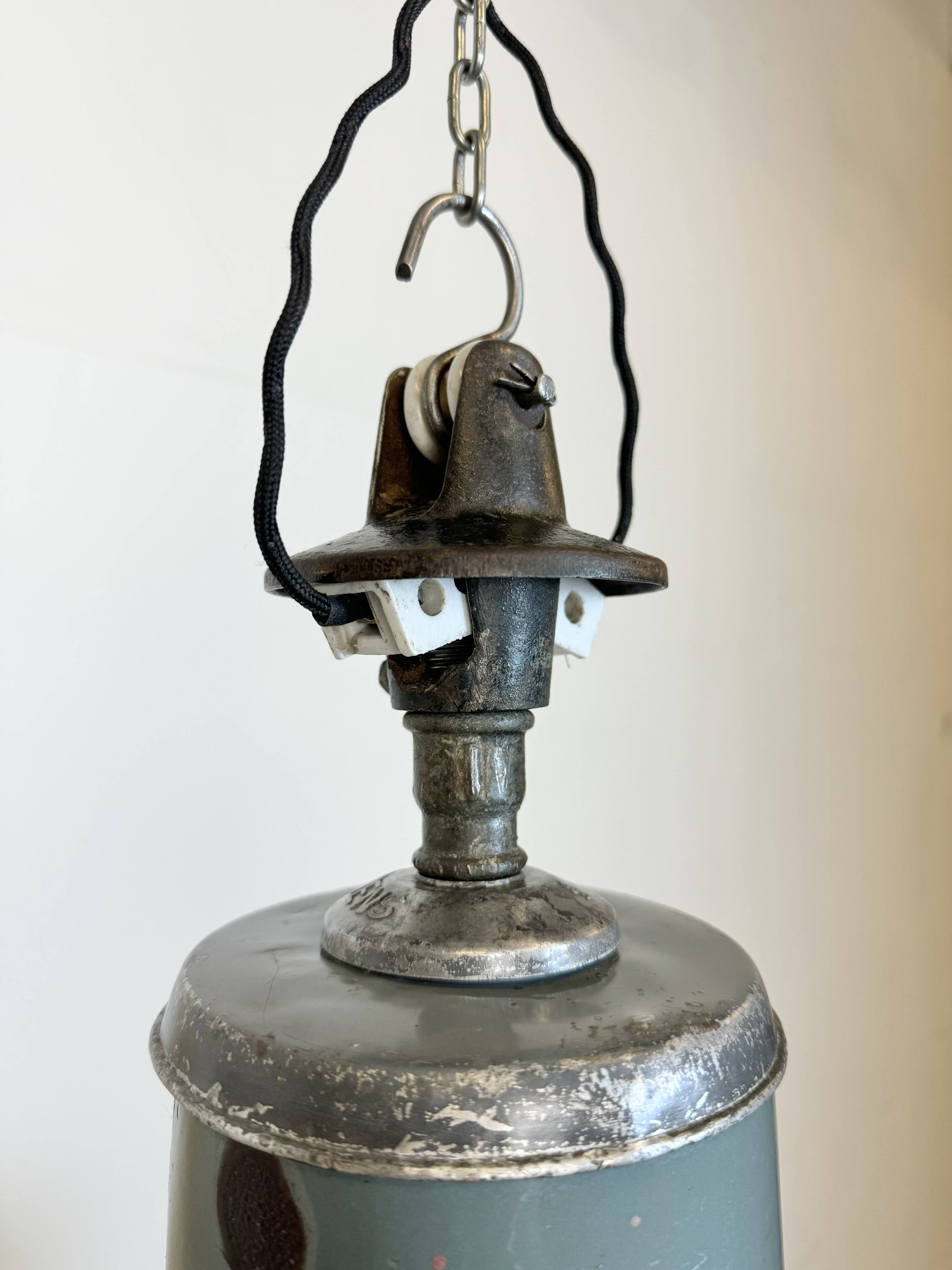 Industrial Grey Enamel Pendant Lamp from Siemens, 1930s