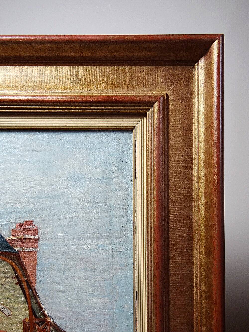 Large painting "Villa Camille" from the 1940s-60s, oil on canvas signed M. Lesoll.